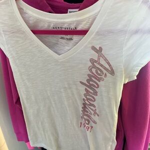 Aeropostale White Tee with Pink Accents